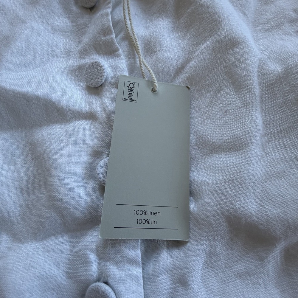 Jolie Womens L White 100% Linen Sleeveless Button Front Top Blouse NWT - Picture 4 of 7
